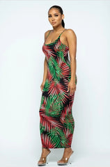 Palms Maxi Dress And Mask Set - STUSH BEAUTIQUE