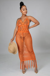 Catch Me Outside Skirt Set (Orange) - STUSH BEAUTIQUE