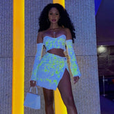 Splatter Skirt Set (Neon Yellow) - STUSH BEAUTIQUE