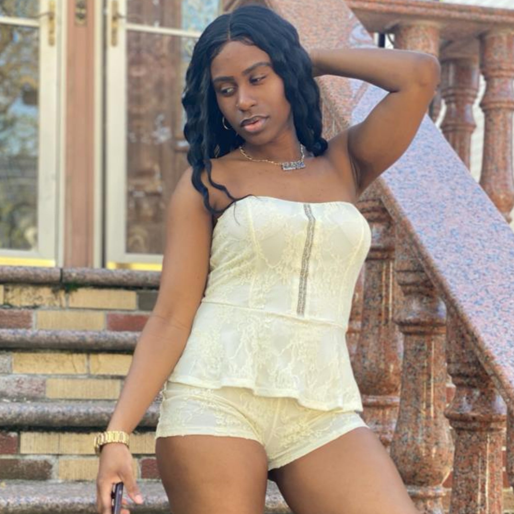 Ivory Peplum Romper - STUSH BEAUTIQUE