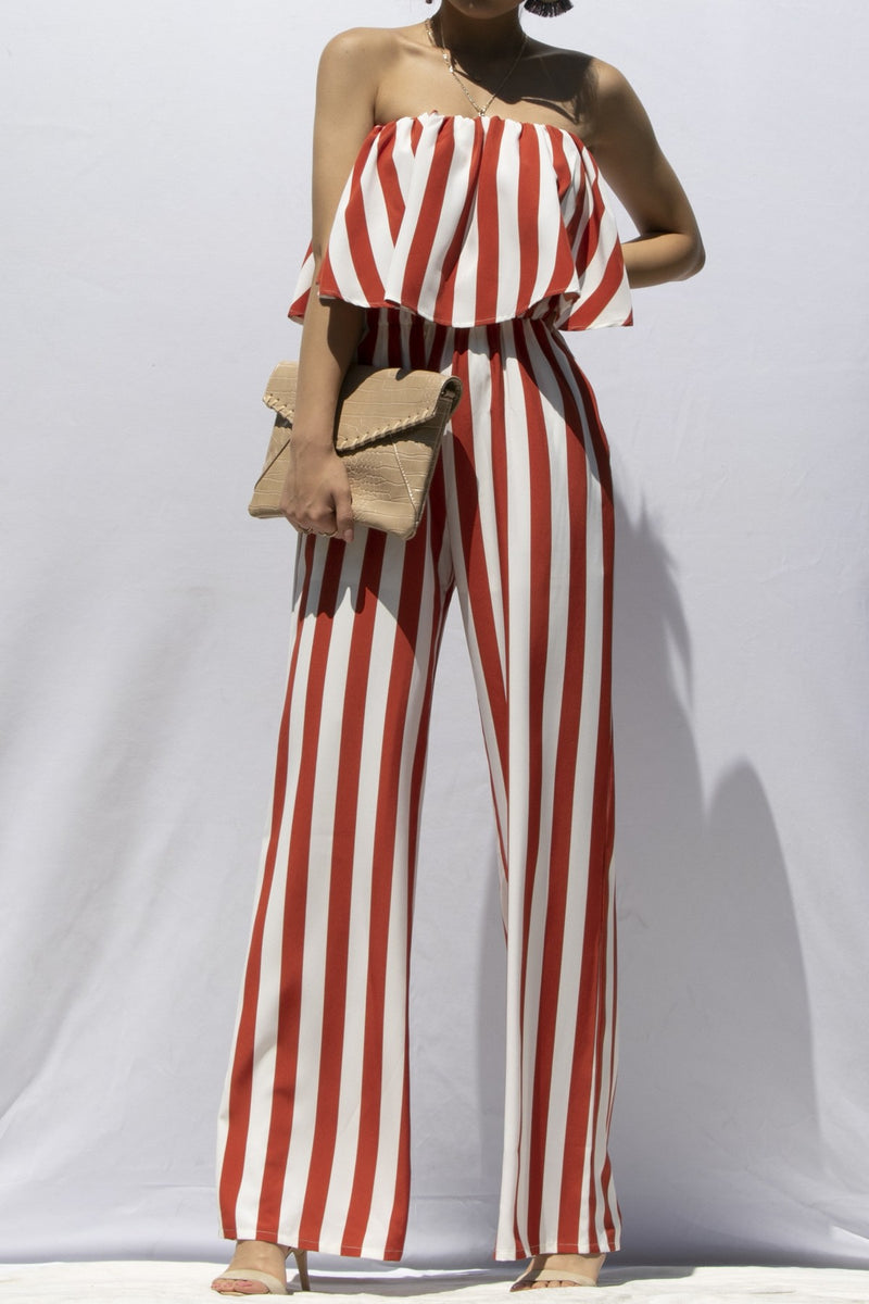 Striped Goddess Jumpsuit - STUSH BEAUTIQUE