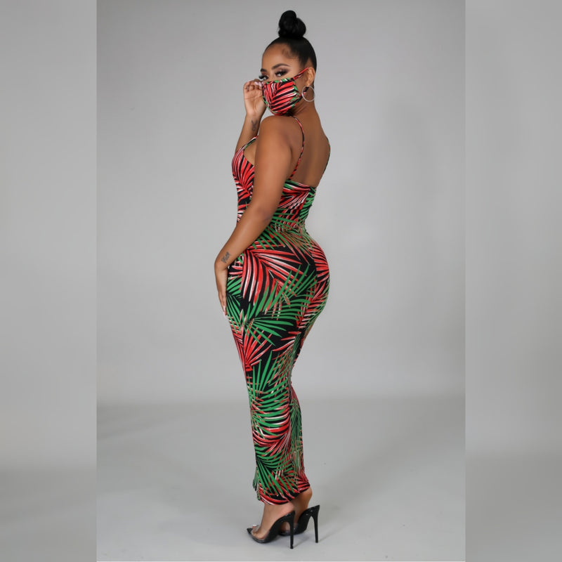 Palms Maxi Dress And Mask Set - STUSH BEAUTIQUE