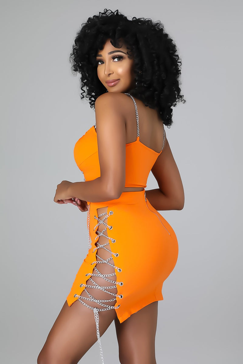 Too Late Skirt Set (Orange) - STUSH BEAUTIQUE